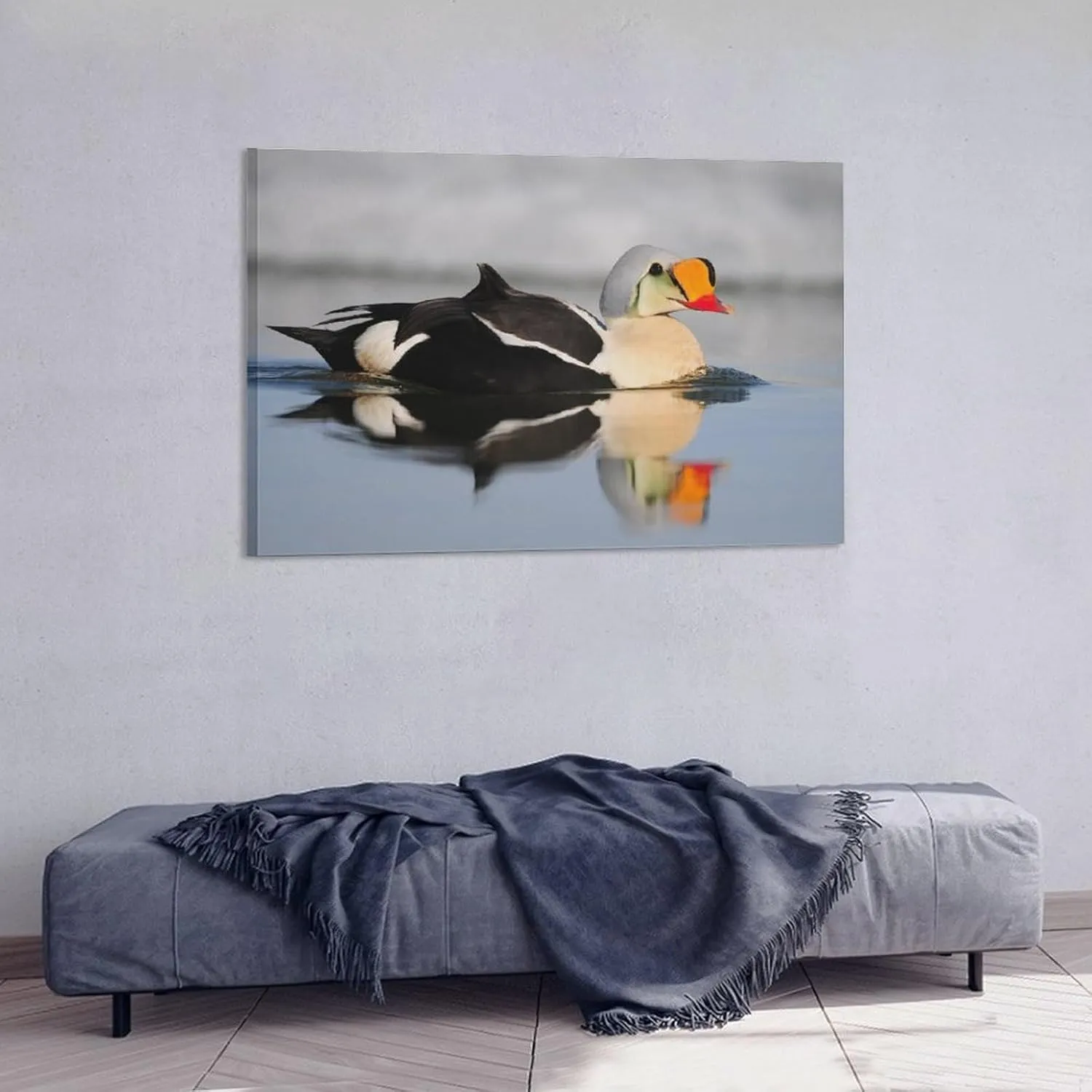River Reflection King Eider Duck Room Aesthetics Posters Canvas Posters Bedroom Decoration Sports Office Decoration Gifts Wall Art Decoration Printing Posters 08x12inch(20x30cm)
