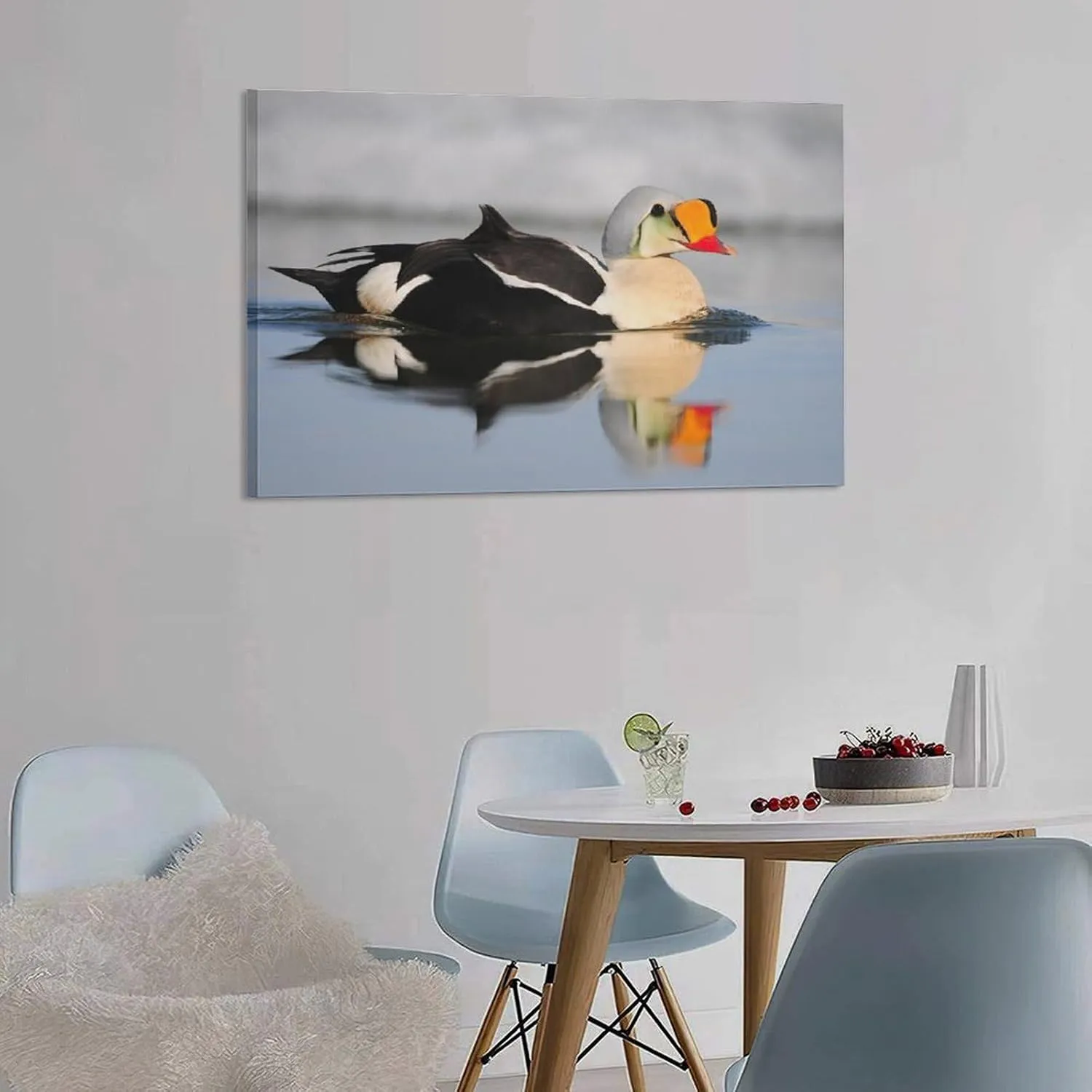 River Reflection King Eider Duck Room Aesthetics Posters Canvas Posters Bedroom Decoration Sports Office Decoration Gifts Wall Art Decoration Printing Posters 08x12inch(20x30cm)