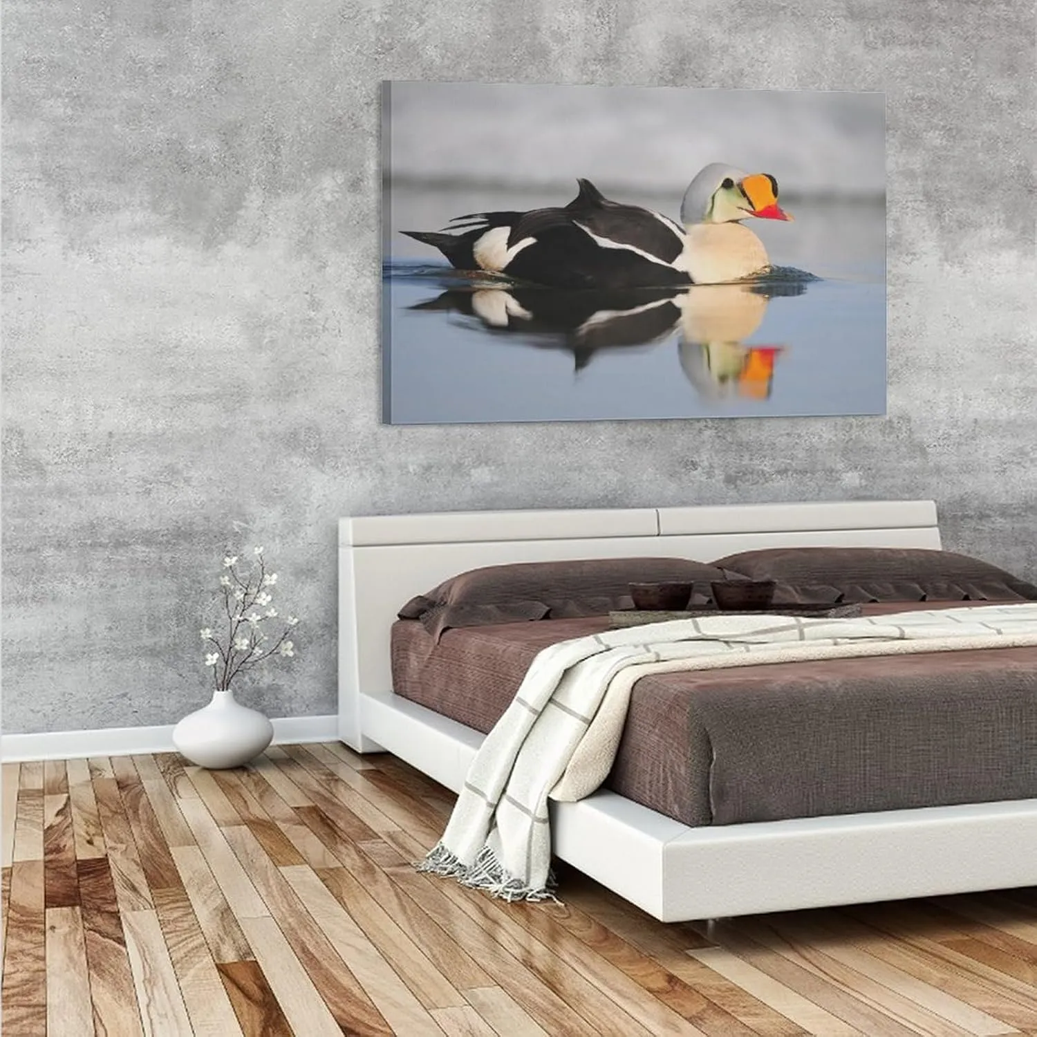River Reflection King Eider Duck Room Aesthetics Posters Canvas Posters Bedroom Decoration Sports Office Decoration Gifts Wall Art Decoration Printing Posters 08x12inch(20x30cm)