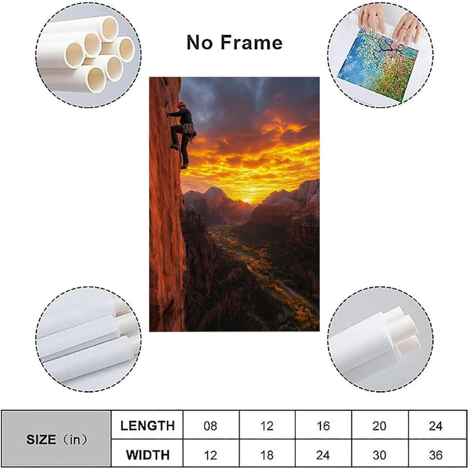 Rock Climbing Extreme Sports Decorative Painting Art Poster Canvas Art Posters for Room Aesthetic And Wall Art Picture Living Room Decor 12x18inch(30x45cm)