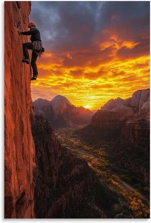 Rock Climbing Extreme Sports Decorative Painting Art Poster Canvas Art Posters for Room Aesthetic And Wall Art Picture Living Room Decor 12x18inch(30x45cm)