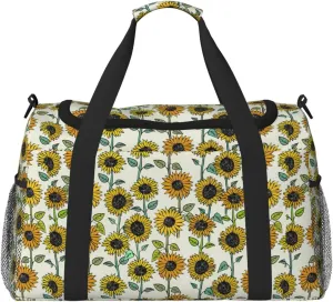 Romantic Sunflowers Print Weekender Bag Large Capacity Hand Travel Bag Carry On Tote Airplane Travel Tote