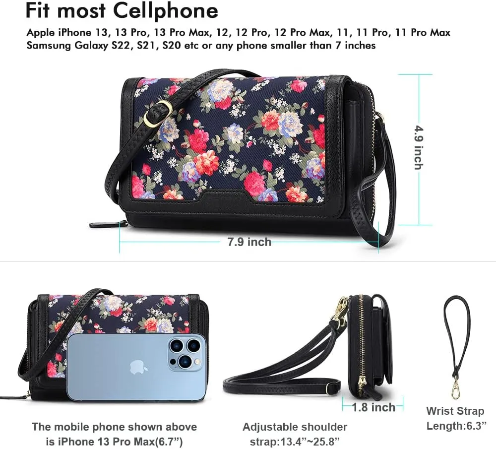 RONSIN Crossbody Bag for Women Wristlet Wallets with RFID Card Small Clutch Purses for Party Prom