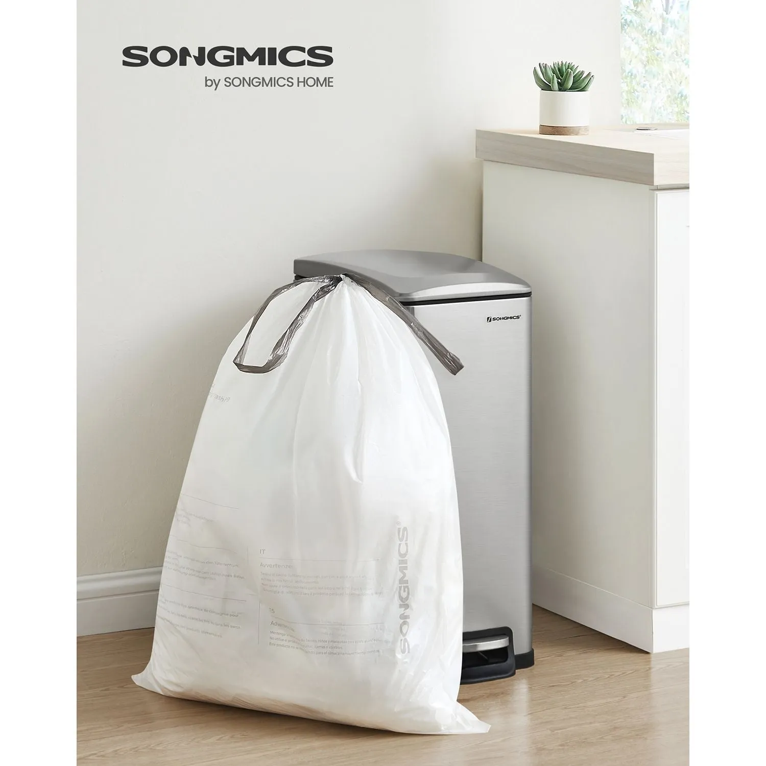 Rootz 2 Pack White Trash Bags - Garbage Bags - Heavy Duty Waste Bags - Polyethylene Plastic - 63.5cm x 78cm - 45-55 Liters - 25kg Capacity - Drawstring - 80 Rolls - 2.2kg Total Weight