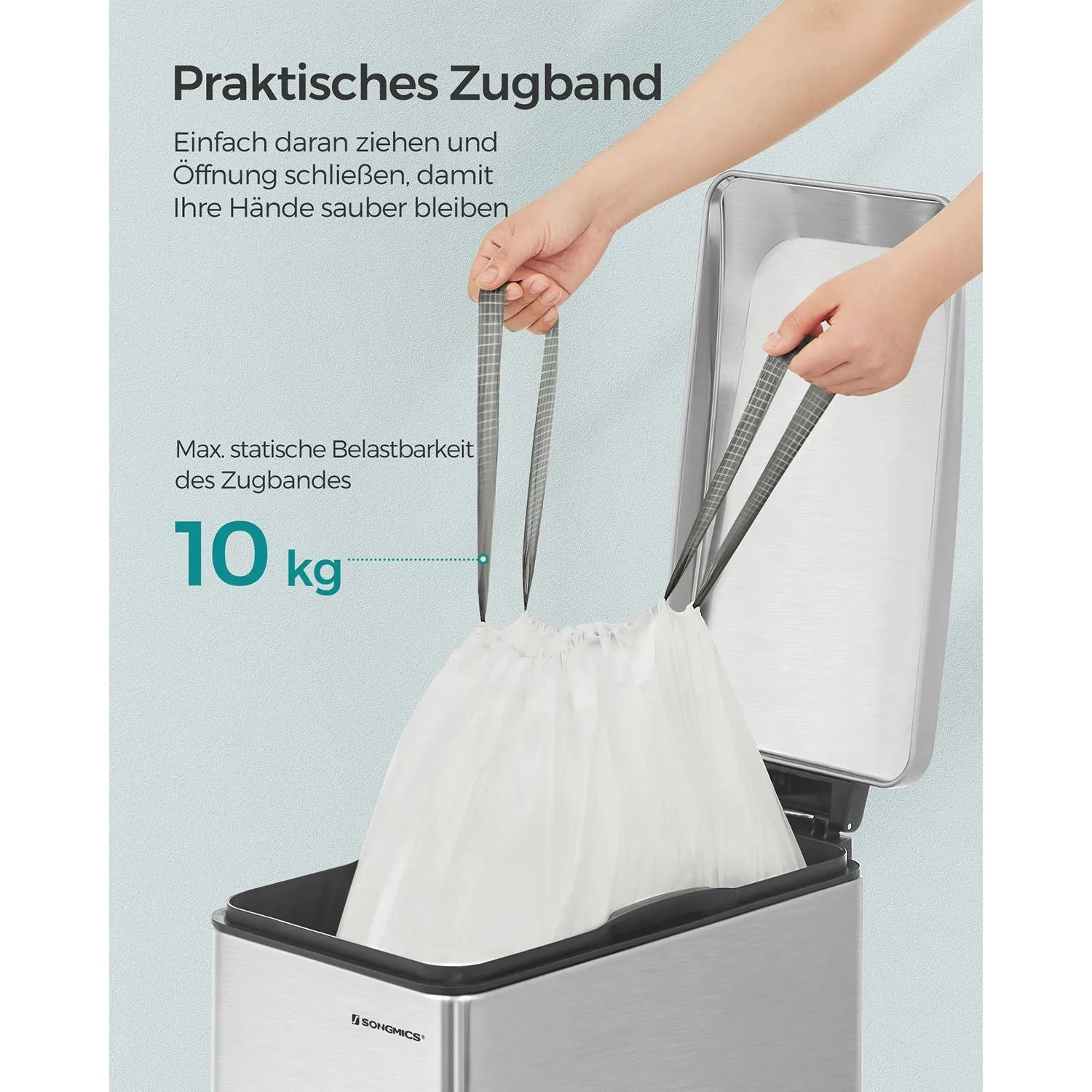 Rootz 2 Pack White Trash Bags - Garbage Bags - Heavy Duty Waste Bags - Polyethylene Plastic - 63.5cm x 78cm - 45-55 Liters - 25kg Capacity - Drawstring - 80 Rolls - 2.2kg Total Weight