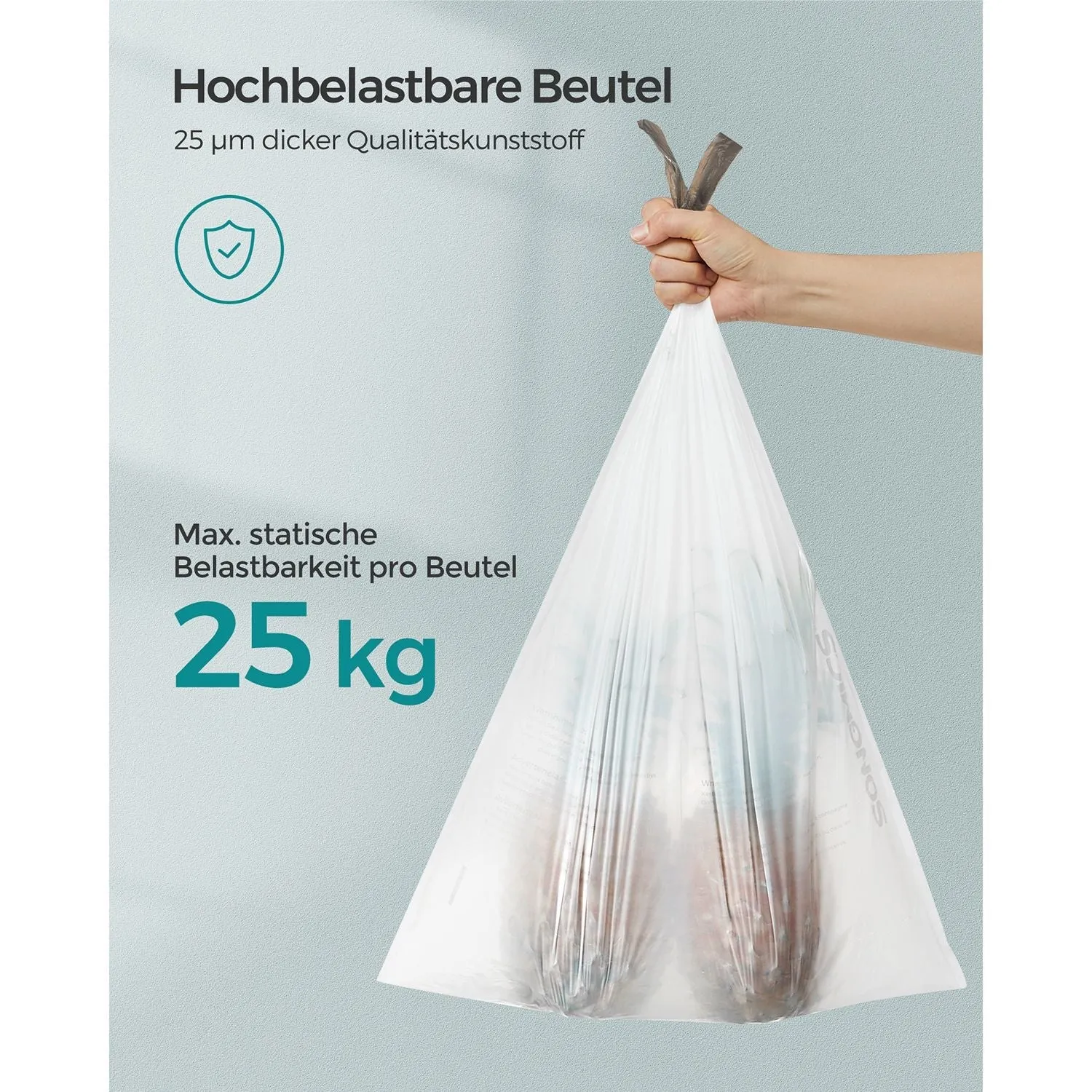 Rootz 2 Pack White Trash Bags - Garbage Bags - Heavy Duty Waste Bags - Polyethylene Plastic - 63.5cm x 78cm - 45-55 Liters - 25kg Capacity - Drawstring - 80 Rolls - 2.2kg Total Weight