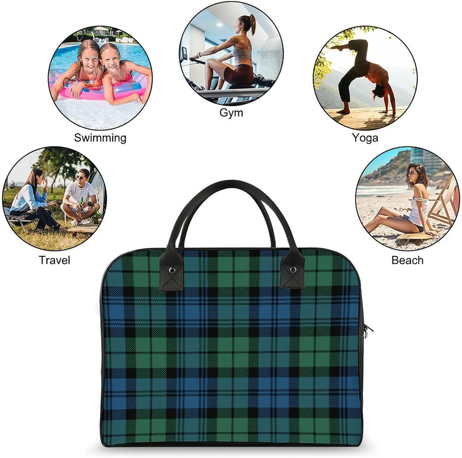 Ross Red Tartan Clans Fashionable Large Capacity Travel Handbag Unisex
