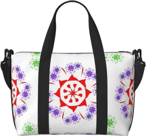 Rotating purple flowers Women's Hand-held Crossbody Travel Bag, Casual Handbag with Zipper, Suitable for Work, Travel, Fitness, Travel