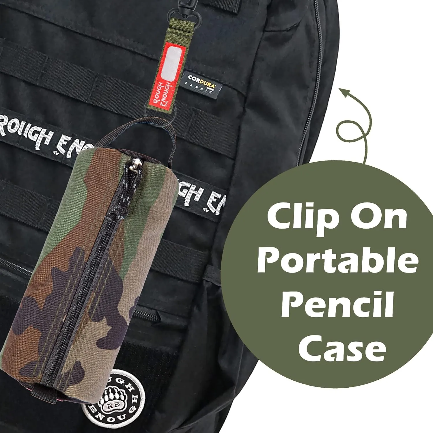 Rough Enough Small Pencil Case Pouch Bag for Adults Boys Girls Kids School Stationary Art Supplies Office Camo Cordura