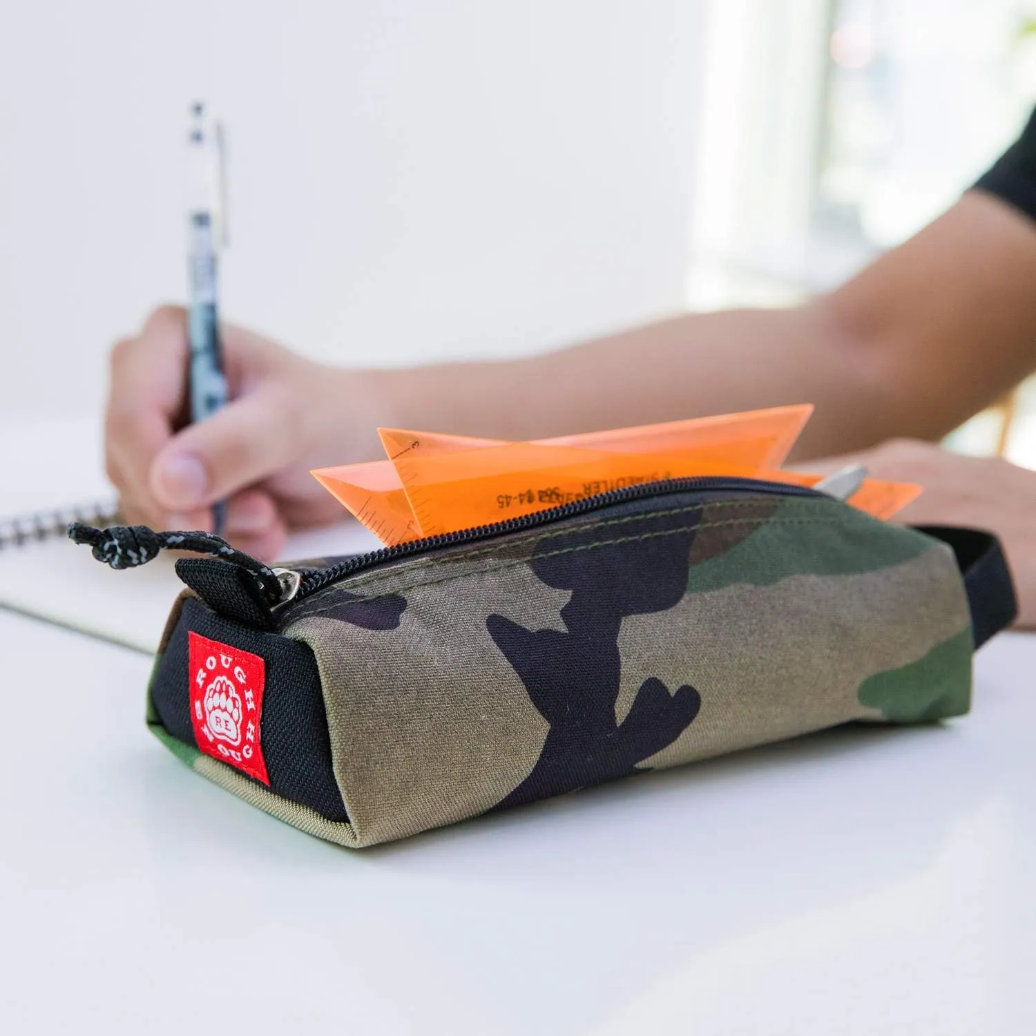Rough Enough Small Pencil Case Pouch Bag for Adults Boys Girls Kids School Stationary Art Supplies Office Camo Cordura