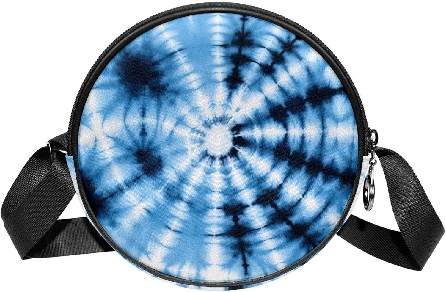 Round Cross Body Bag for Women, Long Strap Crossbody Bag, abstract swirl tie-dye