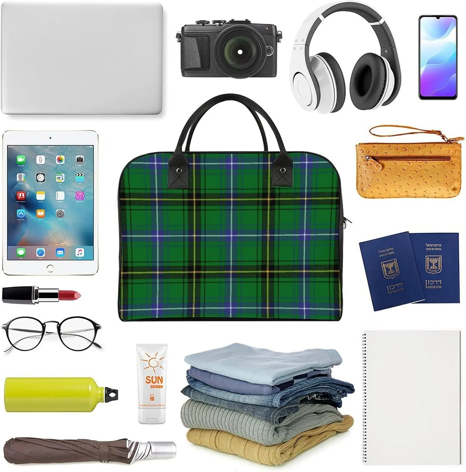 Royal Stewart Tartan Fashionable Large Capacity Travel Handbag Unisex