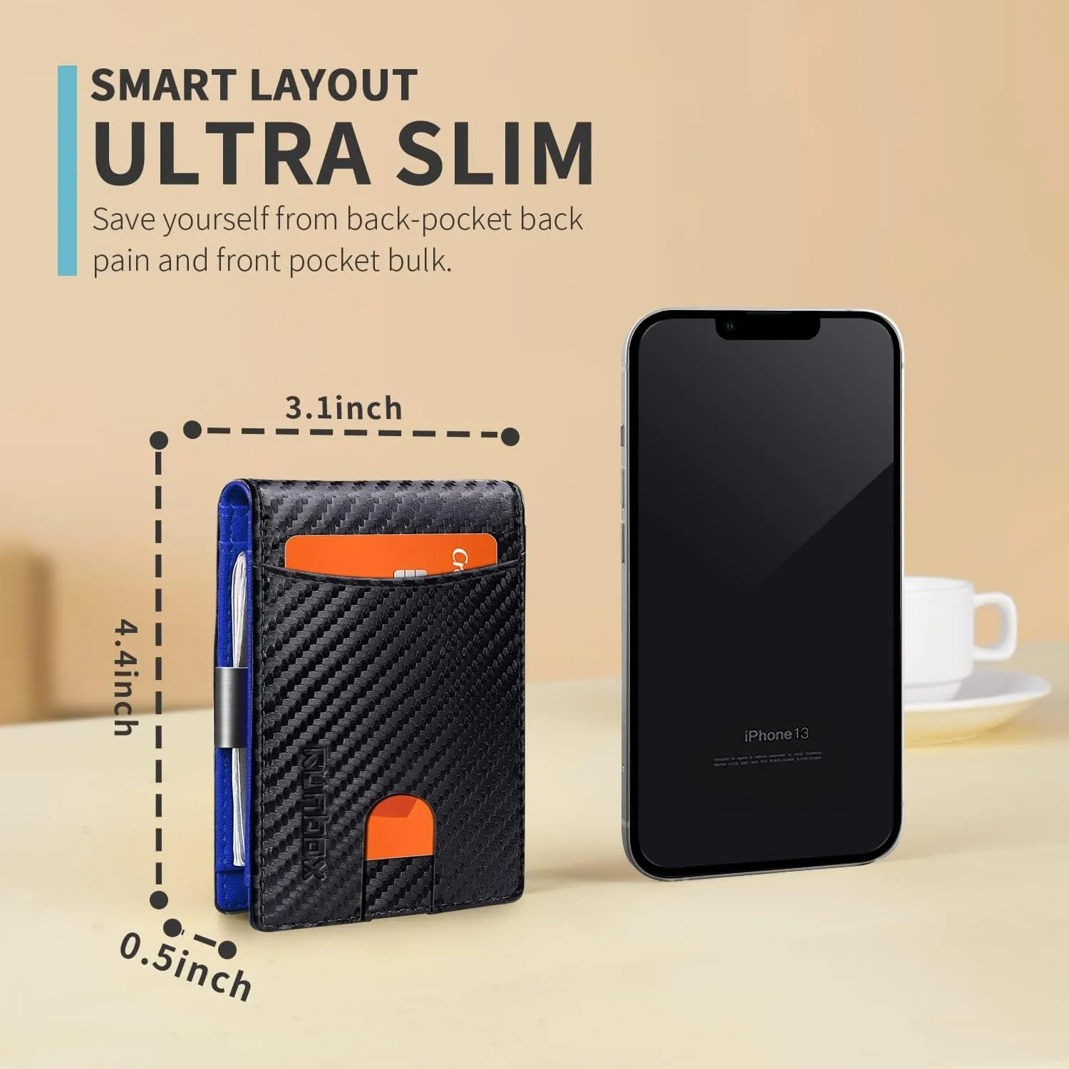 RUNBOX Slim Money Clip Wallets for Men RFID Blocking 11 Card Holder Minimalist Small Leather Bifold Men's Front Pocket Wallet Gift Box