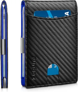 RUNBOX Slim Money Clip Wallets for Men RFID Blocking 11 Card Holder Minimalist Small Leather Bifold Men's Front Pocket Wallet Gift Box