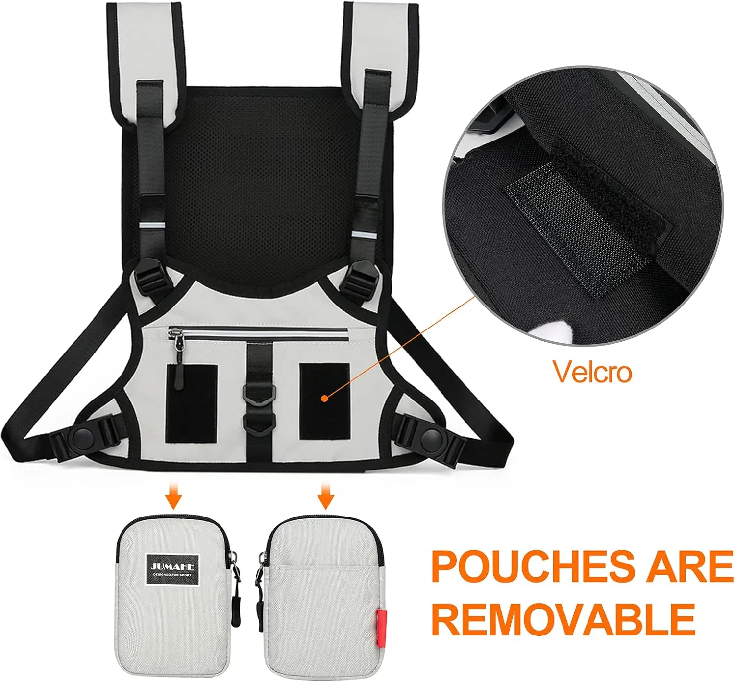 Running Backpack Vest Cell Phone and Accessories Holder Lightweight Pack for Walking Cycling (White2)