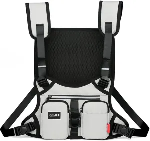 Running Backpack Vest Cell Phone and Accessories Holder Lightweight Pack for Walking Cycling (White2)