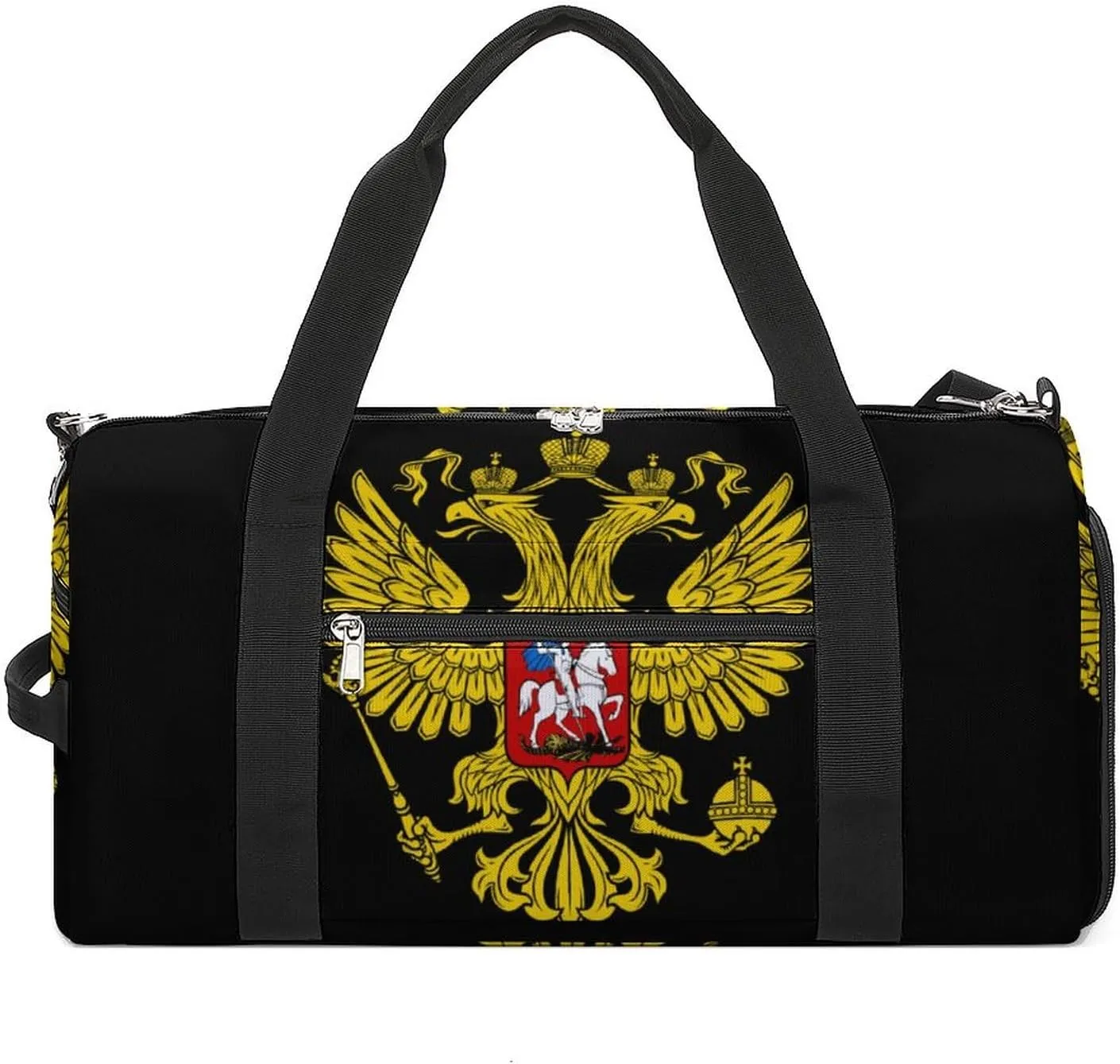 Russia Coat of Arms Russian Flag Funny Gym Bag Travel Duffel Bags Carry On Weekender Overnight Bag for Women Men