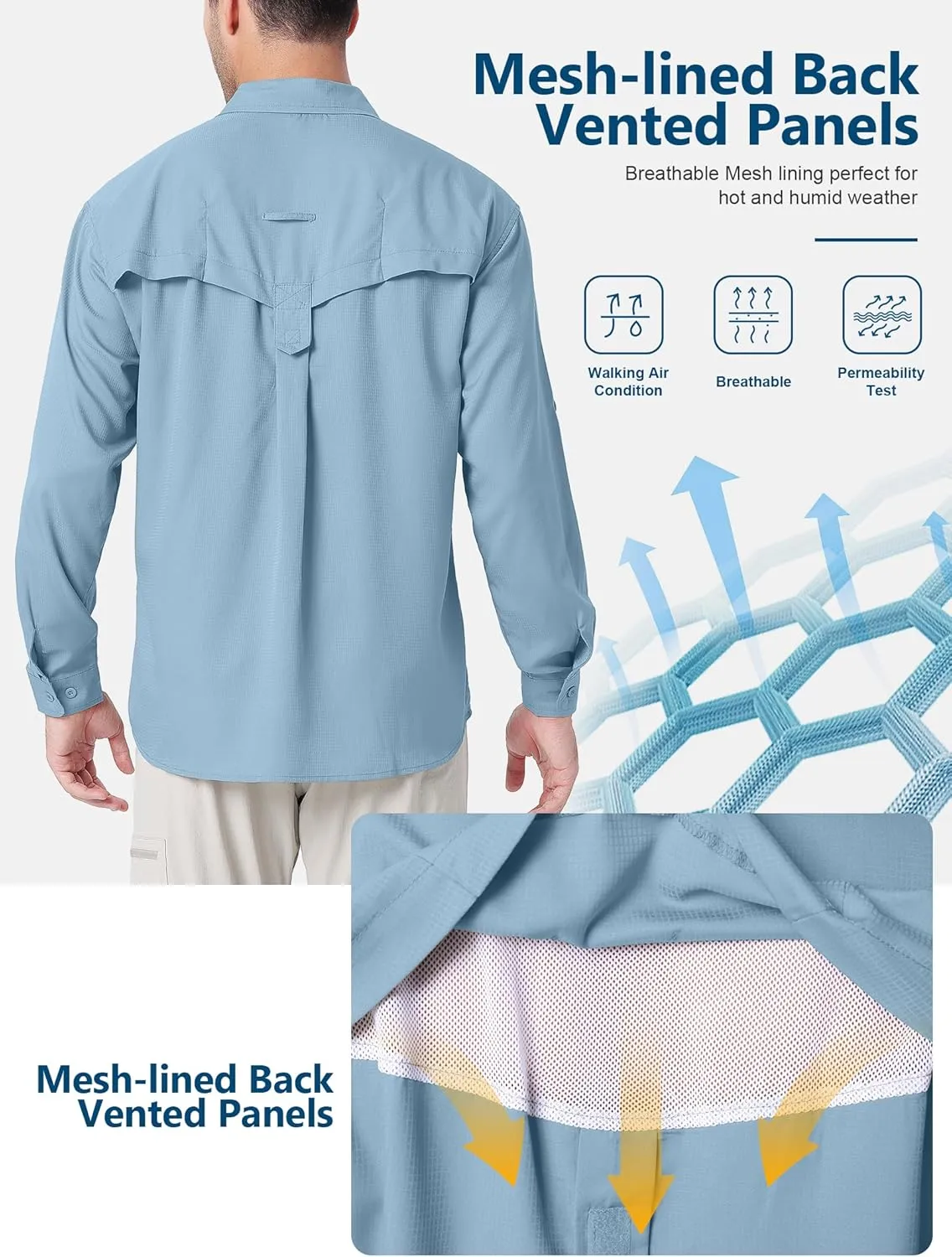 Safari Shirts for Men for Africa UV Sun Protection Lightweight Quick Dry Moisture Wicking for Hiking Fishing Travel Outdoor