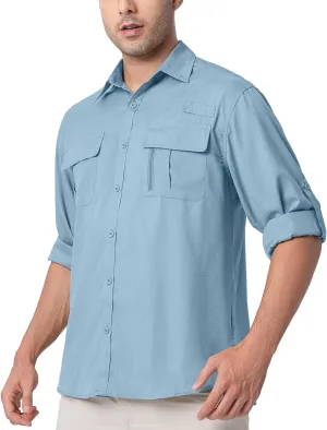 Safari Shirts for Men for Africa UV Sun Protection Lightweight Quick Dry Moisture Wicking for Hiking Fishing Travel Outdoor