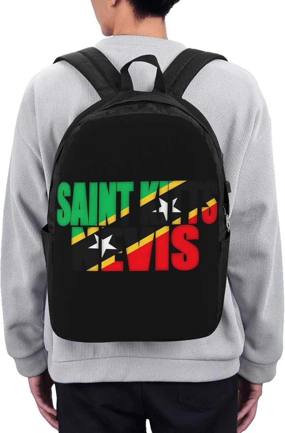 Saint Kitts Nevis Flag Laptop Backpacks Travel Backpack Casual Business Daypack Sport Rucksack Computer Bag Fits up to 17 Inch Notebook with USB Port