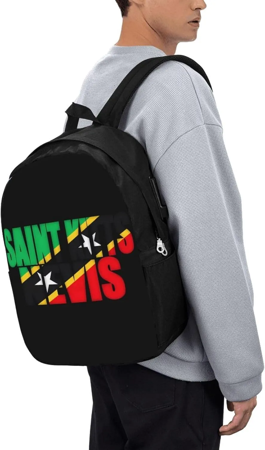 Saint Kitts Nevis Flag Laptop Backpacks Travel Backpack Casual Business Daypack Sport Rucksack Computer Bag Fits up to 17 Inch Notebook with USB Port