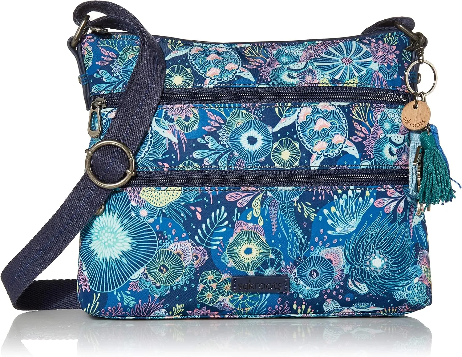 Sakroots Artist Circle Basic Crossbody in Eco Twill, Adjustable Crossbody Strap