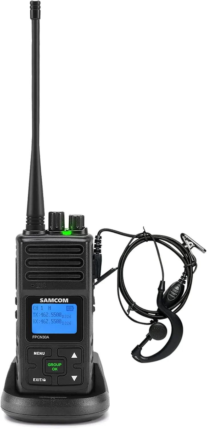 SAMCOM Walkie Talkies Rechargeable Long Range Two-Way Radios with Earpieces,SAMCOM 2-Way Radios UHF Handheld Transceiver Walky Talky with 1500 Li-ion Battery and Charger（1 Pack）