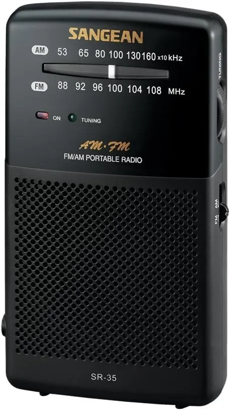Sangean SR-35 AM/FM Analog Pocket Radio with Built-in Speaker, Black