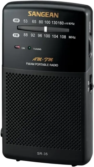 Sangean SR-35 AM/FM Analog Pocket Radio with Built-in Speaker, Black