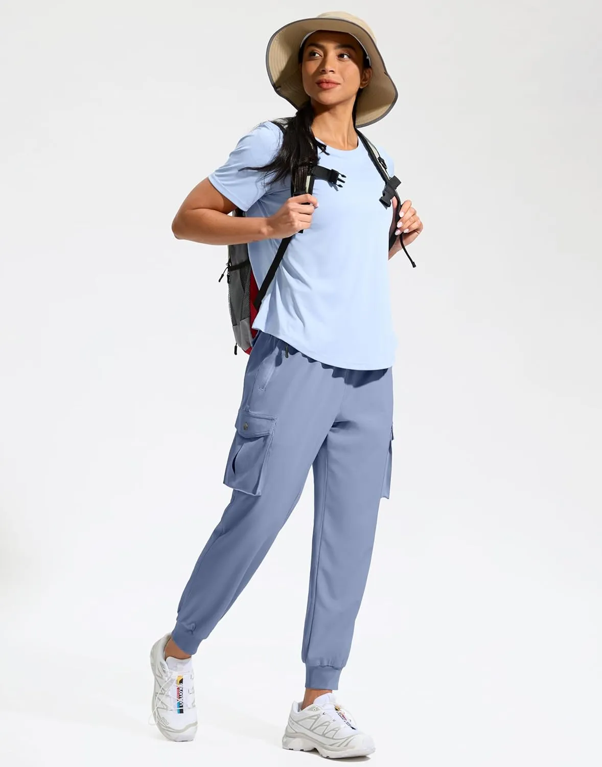 SANTINY Women's Cargo Pants with 6 Pockets Lightweight Quick Dry Travel Hiking Pants Casual Summer Joggers