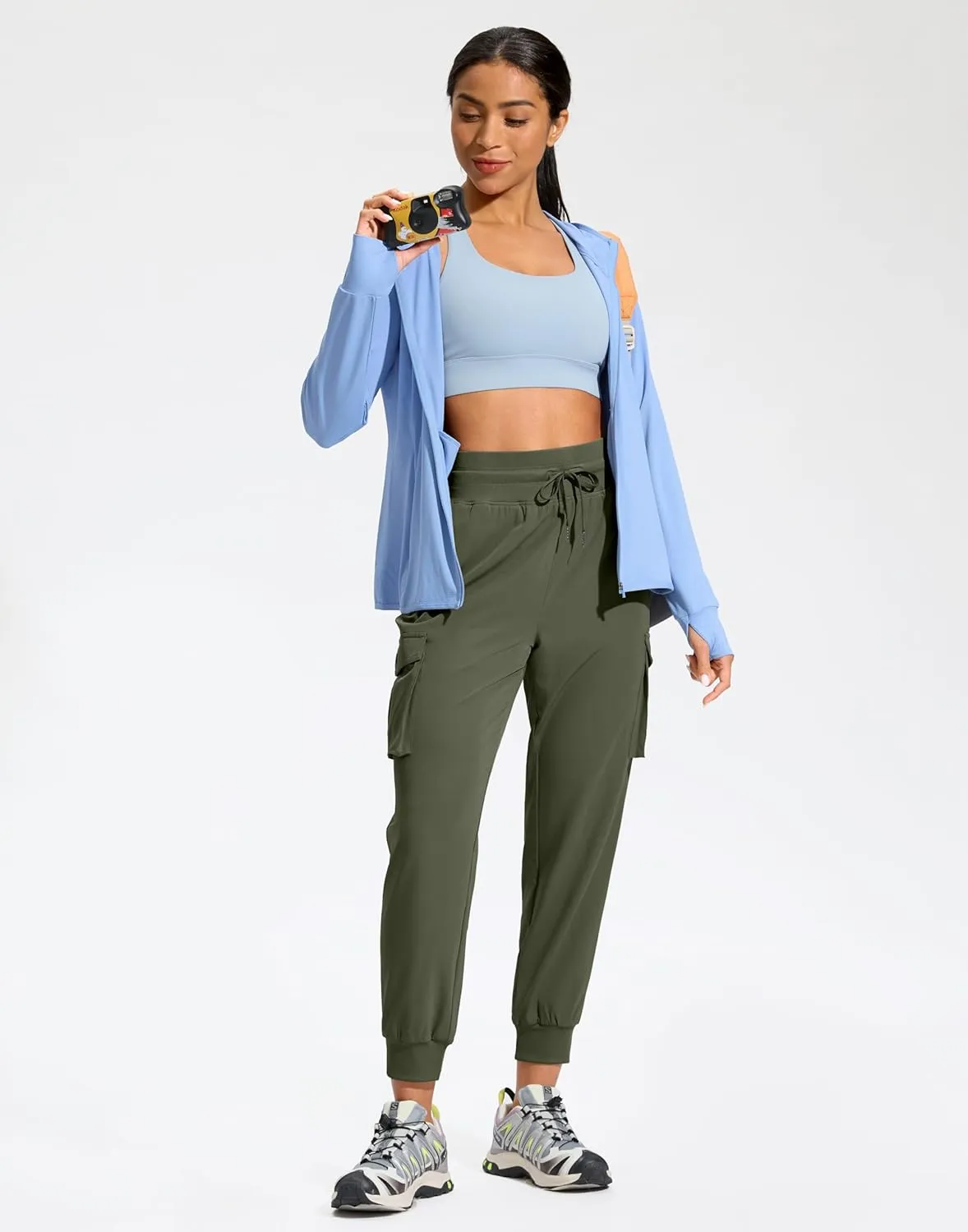 SANTINY Women's Cargo Pants with 6 Pockets Lightweight Quick Dry Travel Hiking Pants Casual Summer Joggers