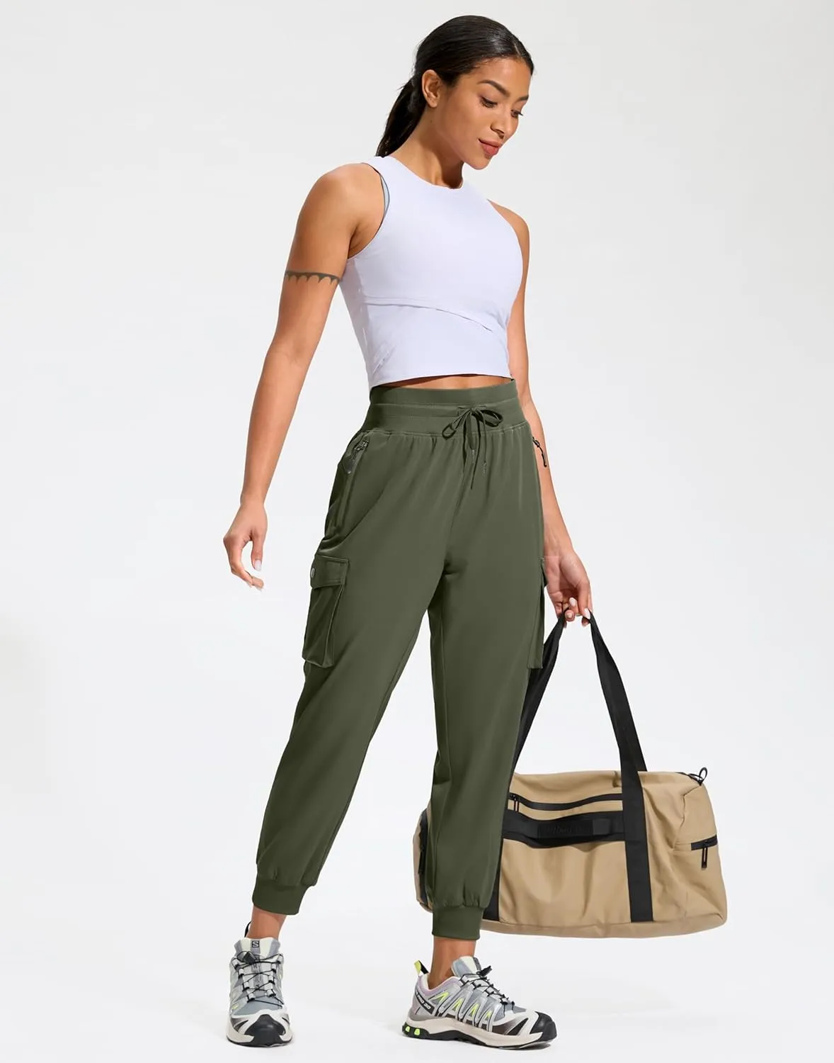 SANTINY Women's Cargo Pants with 6 Pockets Lightweight Quick Dry Travel Hiking Pants Casual Summer Joggers