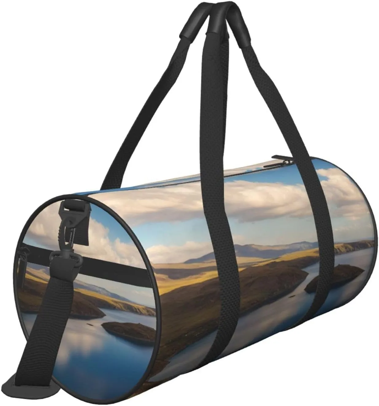 Sapphire Skies Printed Travel Bag,Round Personal Item Storage bag,Foldie Duffel Bag for Traveling Vacation,Fitness,Sports