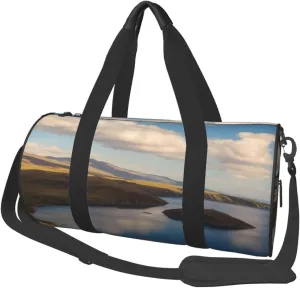 Sapphire Skies Printed Travel Bag,Round Personal Item Storage bag,Foldie Duffel Bag for Traveling Vacation,Fitness,Sports