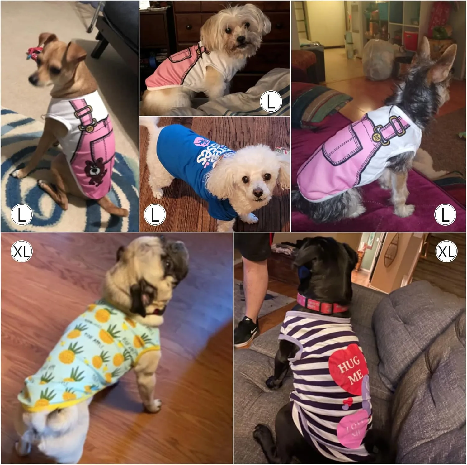 SATINIOR 6 Pcs Dog Clothes Printed Doggie Shirts Puppy T-Shirts Cute Pet Cotton Clothes Doggie Shirt for Small Medium Dog Apparel Summer Christmas(S)
