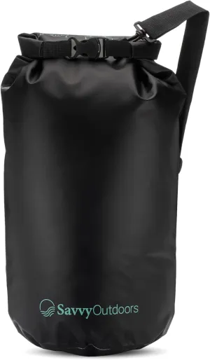 Savvy Outdoors Waterproof Dry Bag - Dry Bags for Food & Gear, Stuff Sacks for Backpacking and Camping Equipment, Waterproof Bag for Beach, Boating, Kayaking (20L, Black)