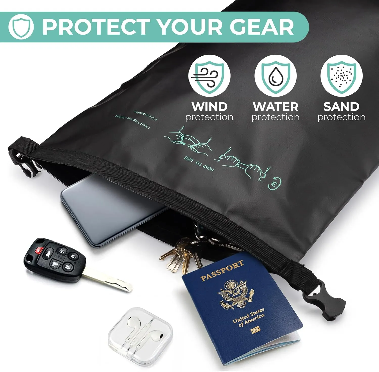 Savvy Outdoors Waterproof Dry Bag - Dry Bags for Food & Gear, Stuff Sacks for Backpacking and Camping Equipment, Waterproof Bag for Beach, Boating, Kayaking (20L, Black)