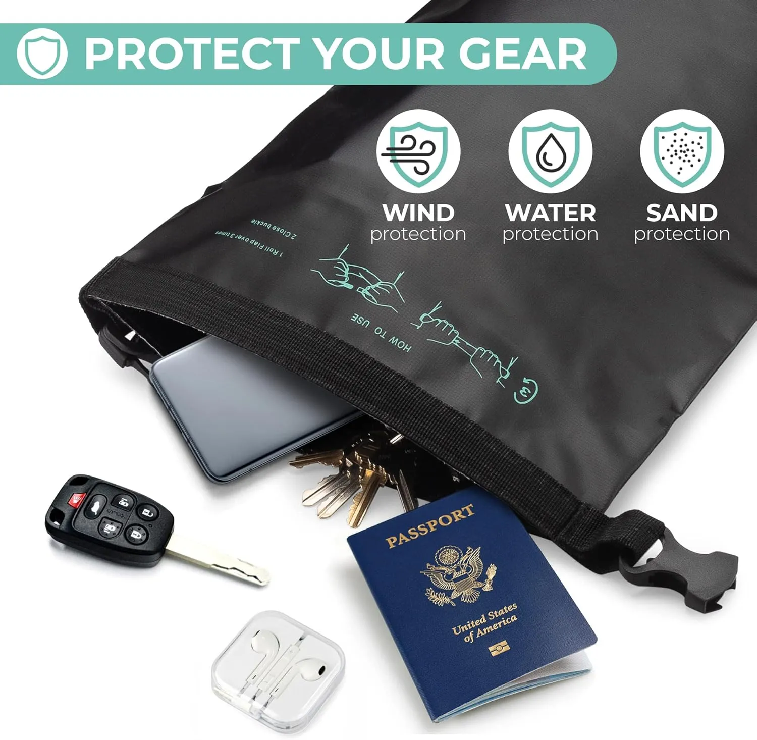 Savvy Outdoors Waterproof Dry Bag - Dry Bags for Food & Gear, Stuff Sacks for Backpacking and Camping Equipment, Waterproof Bag for Beach, Boating, Kayaking (5L, Black)