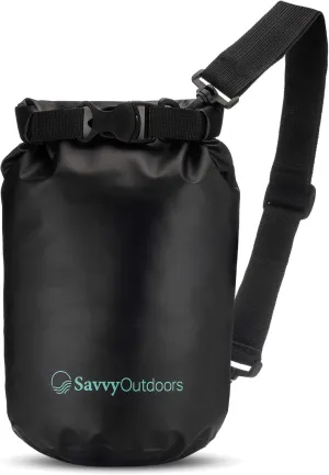 Savvy Outdoors Waterproof Dry Bag - Dry Bags for Food & Gear, Stuff Sacks for Backpacking and Camping Equipment, Waterproof Bag for Beach, Boating, Kayaking (5L, Black)