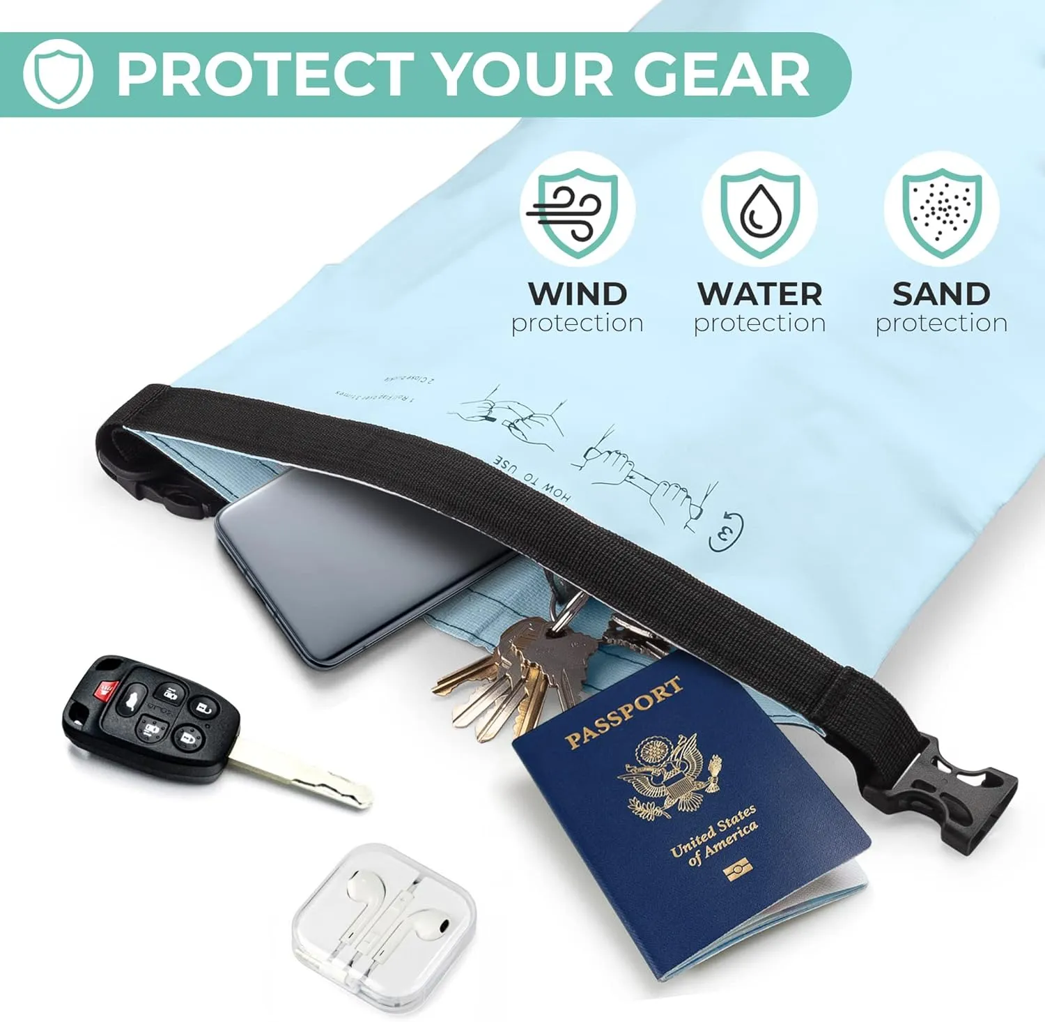 Savvy Outdoors Waterproof Dry Bag - Dry Bags for Food & Gear, Stuff Sacks for Backpacking and Camping Equipment, Waterproof Bag for Beach, Boating, Kayaking, Available in 5L, 10L, 20L, or 30L, Mint