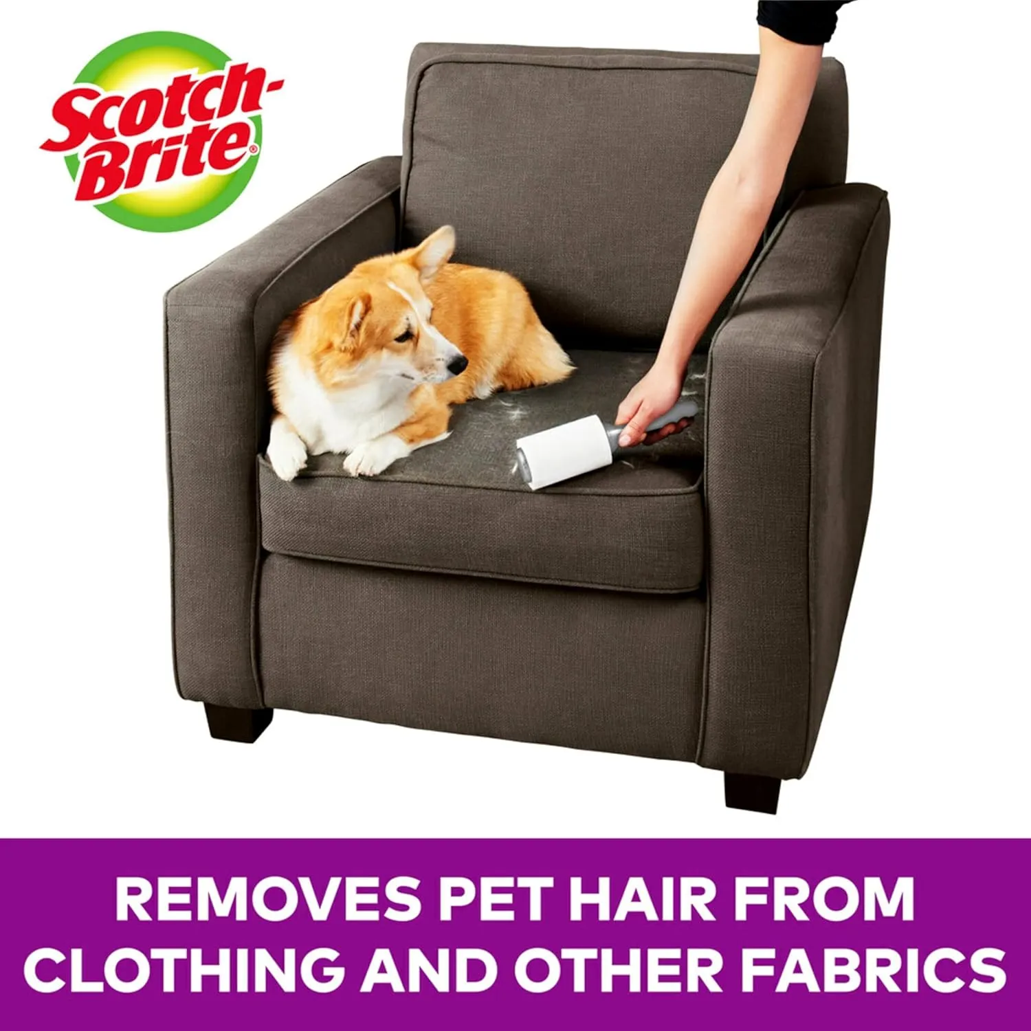 Scotch-Brite Pet Hair Pickup Extra Sticky Lint Roller, Designed for Removing Fur   Fluff on Couches, Clothes, Dog and Cat Beds, & More, 4 Pack, 192 Easy-Tear Adhesive Sheets Total