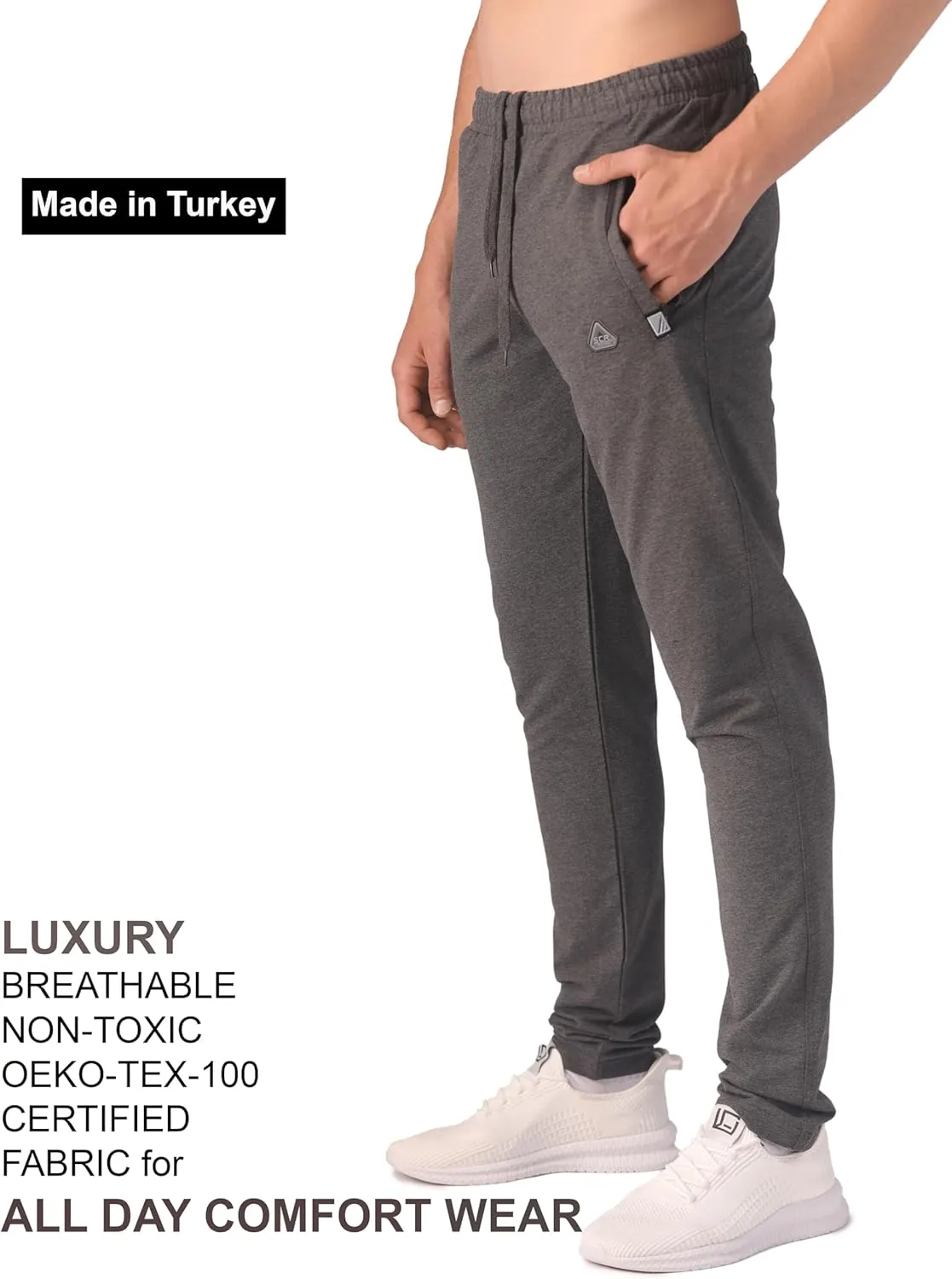 SCR 30/33/36 Inseam Mens Sweatpants with Pockets Tapered Joggers Men Slim Fit Open Bottom Pants Tall, Extra Long