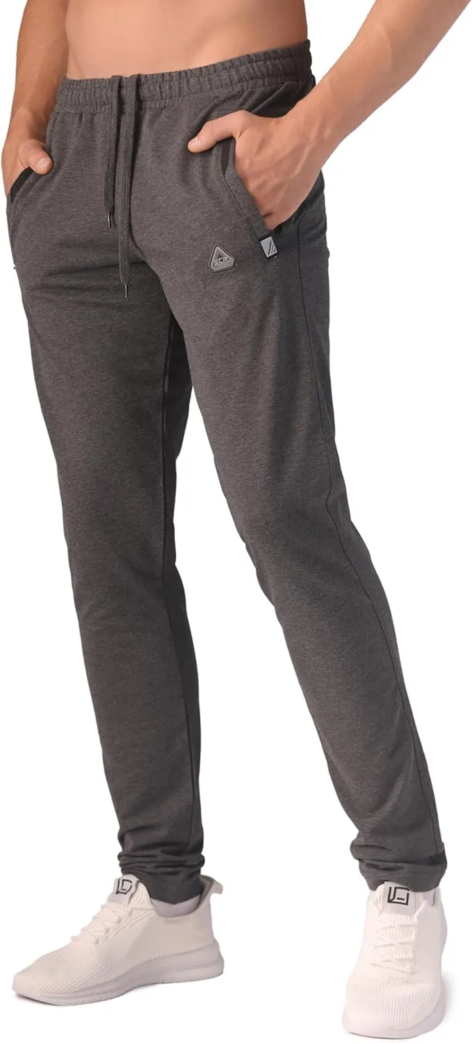 SCR 30/33/36 Inseam Mens Sweatpants with Pockets Tapered Joggers Men Slim Fit Open Bottom Pants Tall, Extra Long