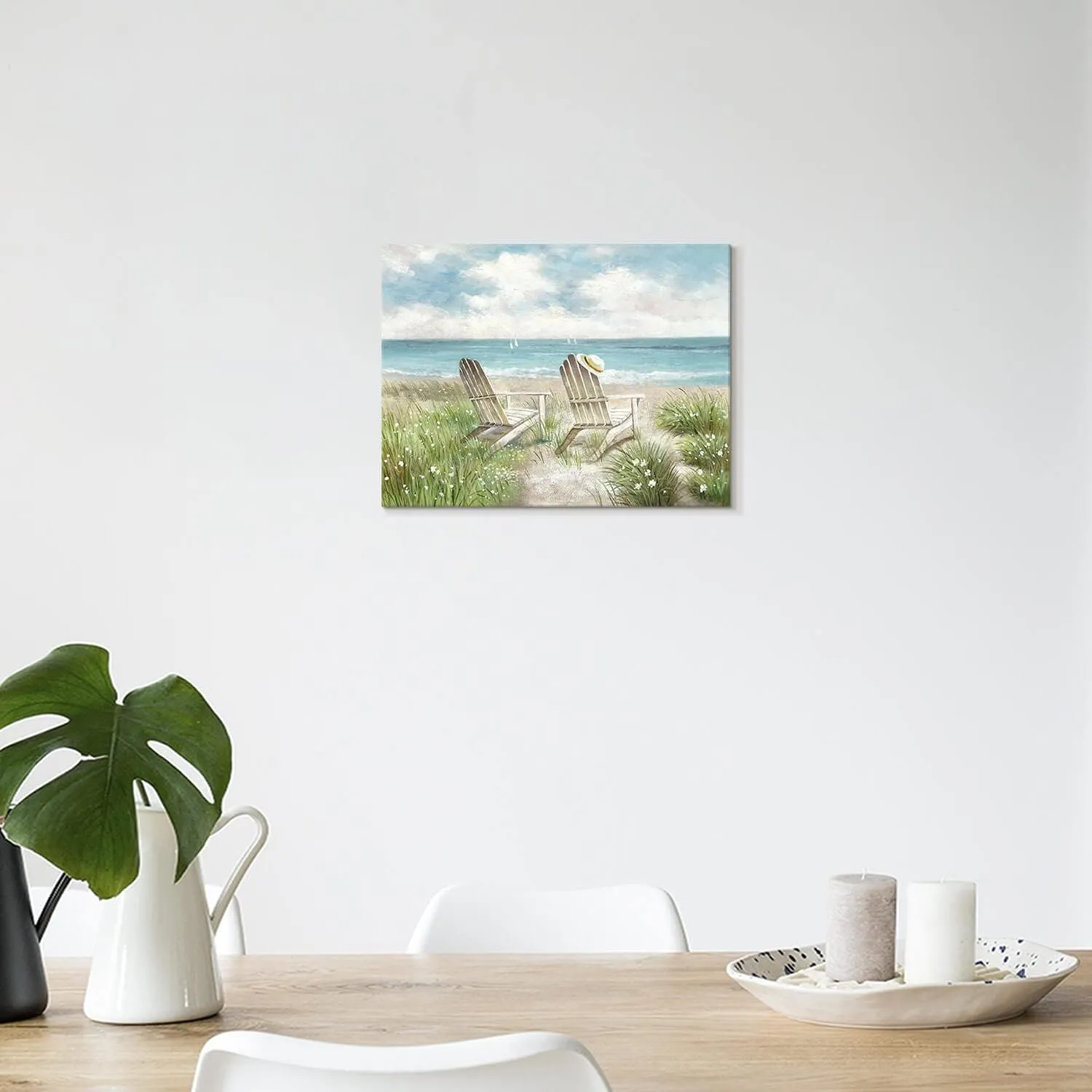 SD SOFT DANCE Beach Picture Canvas Wall Art: Seascape Scene Artwork Coastal Painting for Bedroom (16'' x 11'' x 1 Panel)