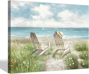 SD SOFT DANCE Beach Picture Canvas Wall Art: Seascape Scene Artwork Coastal Painting for Bedroom (16'' x 11'' x 1 Panel)