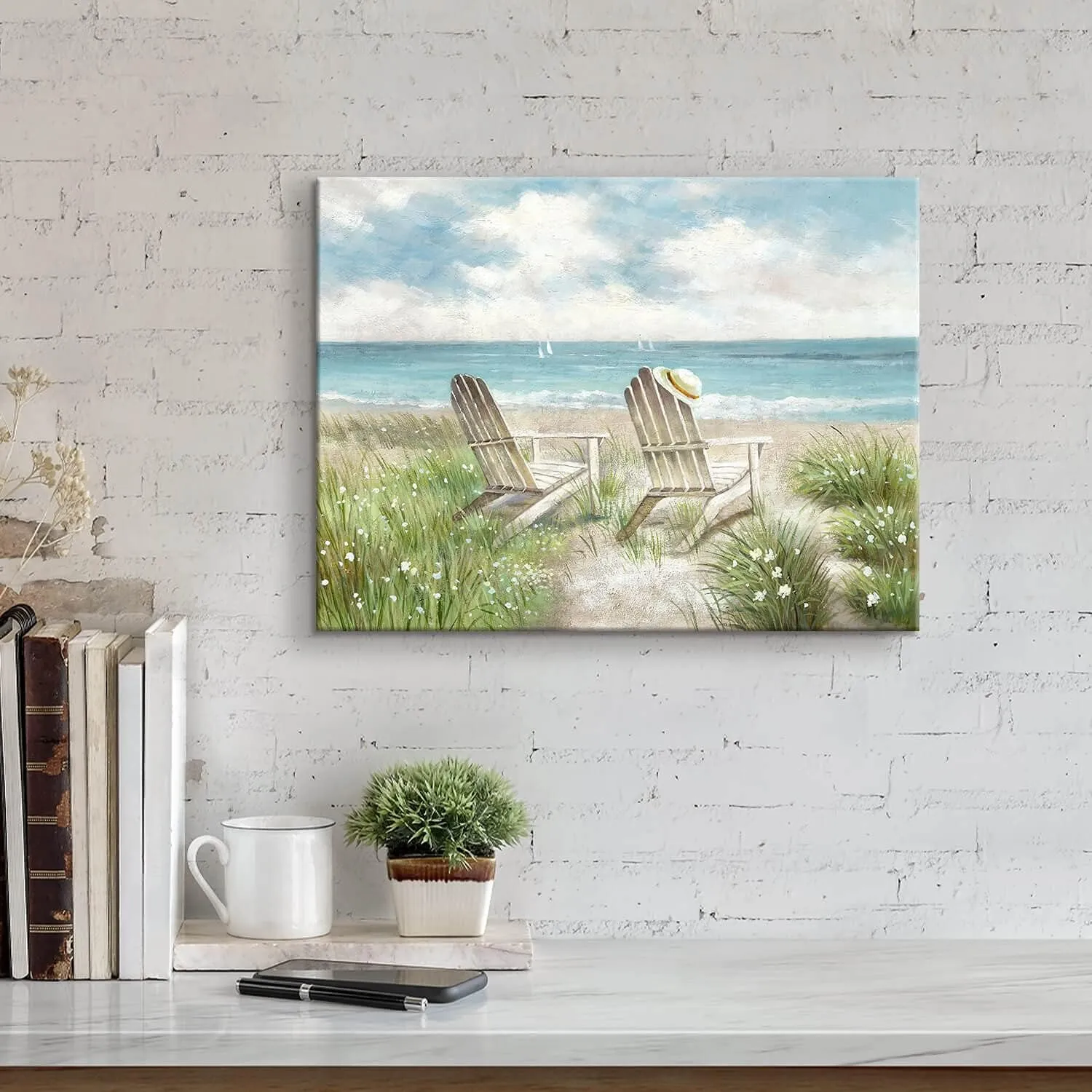 SD SOFT DANCE Beach Picture Canvas Wall Art: Seascape Scene Artwork Coastal Painting for Bedroom (16'' x 11'' x 1 Panel)
