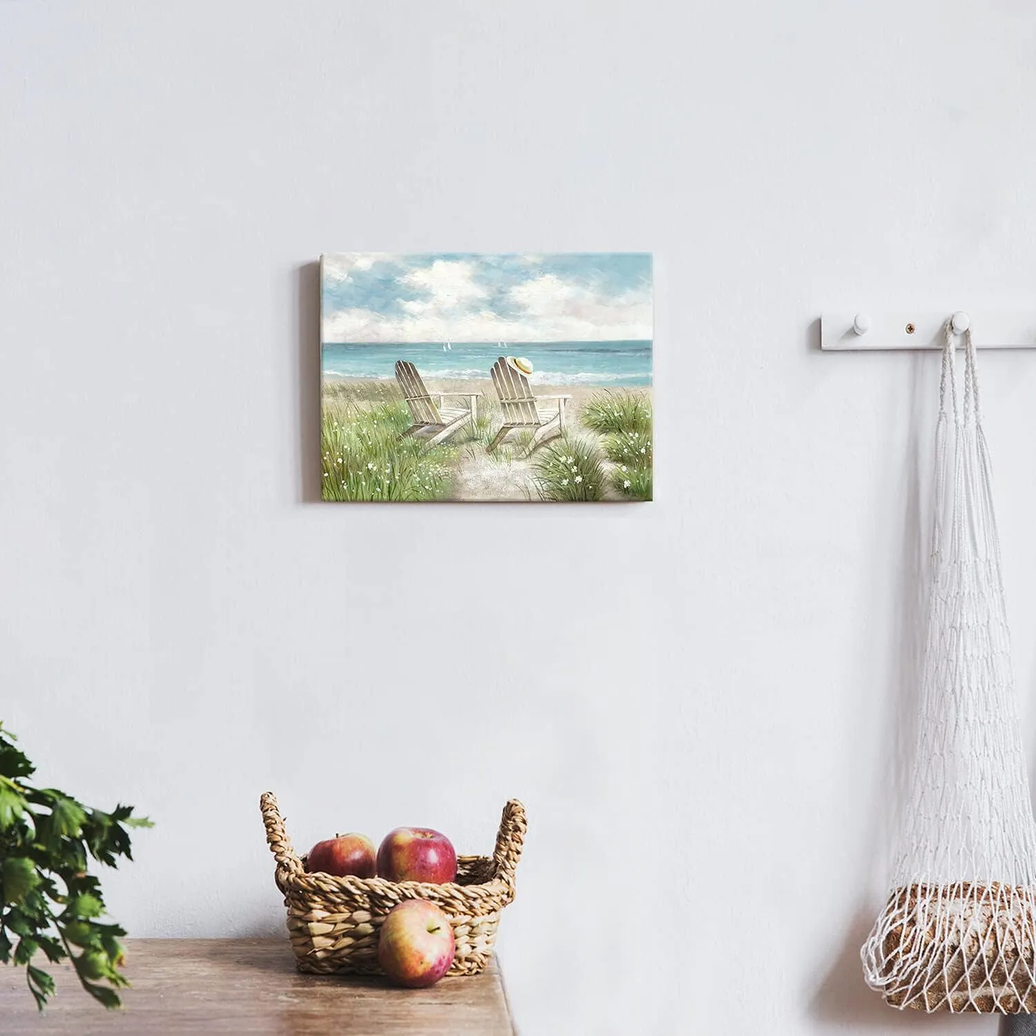 SD SOFT DANCE Beach Picture Canvas Wall Art: Seascape Scene Artwork Coastal Painting for Bedroom (16'' x 11'' x 1 Panel)