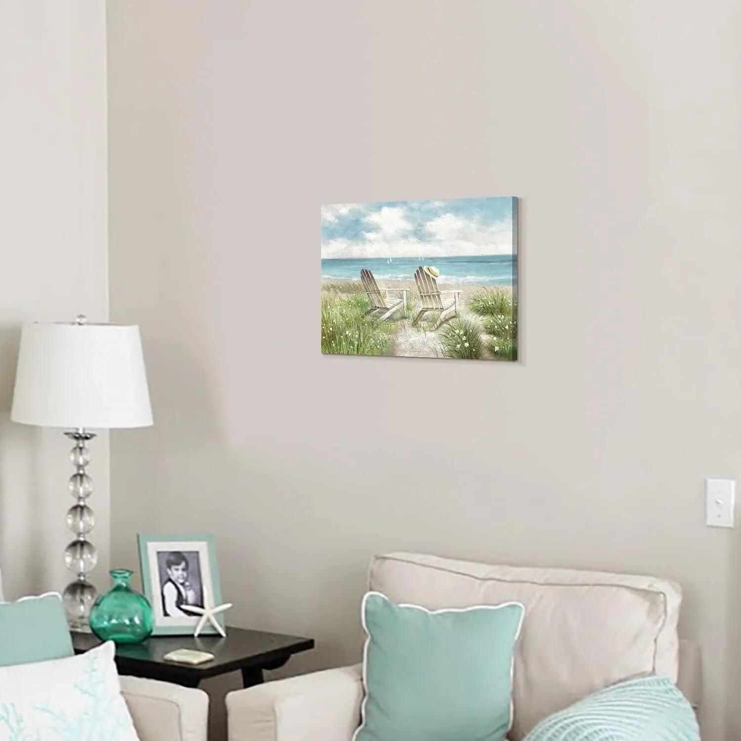 SD SOFT DANCE Beach Picture Canvas Wall Art: Seascape Scene Artwork Coastal Painting for Bedroom (16'' x 11'' x 1 Panel)