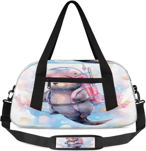 Sea Animal Otter Kids Duffel Bag Lightweight Waterproof Sports Gym Bag with Front Zipper Pocket Foldable Weekender Overnight Bag for School Practice Gymnastic Ballet