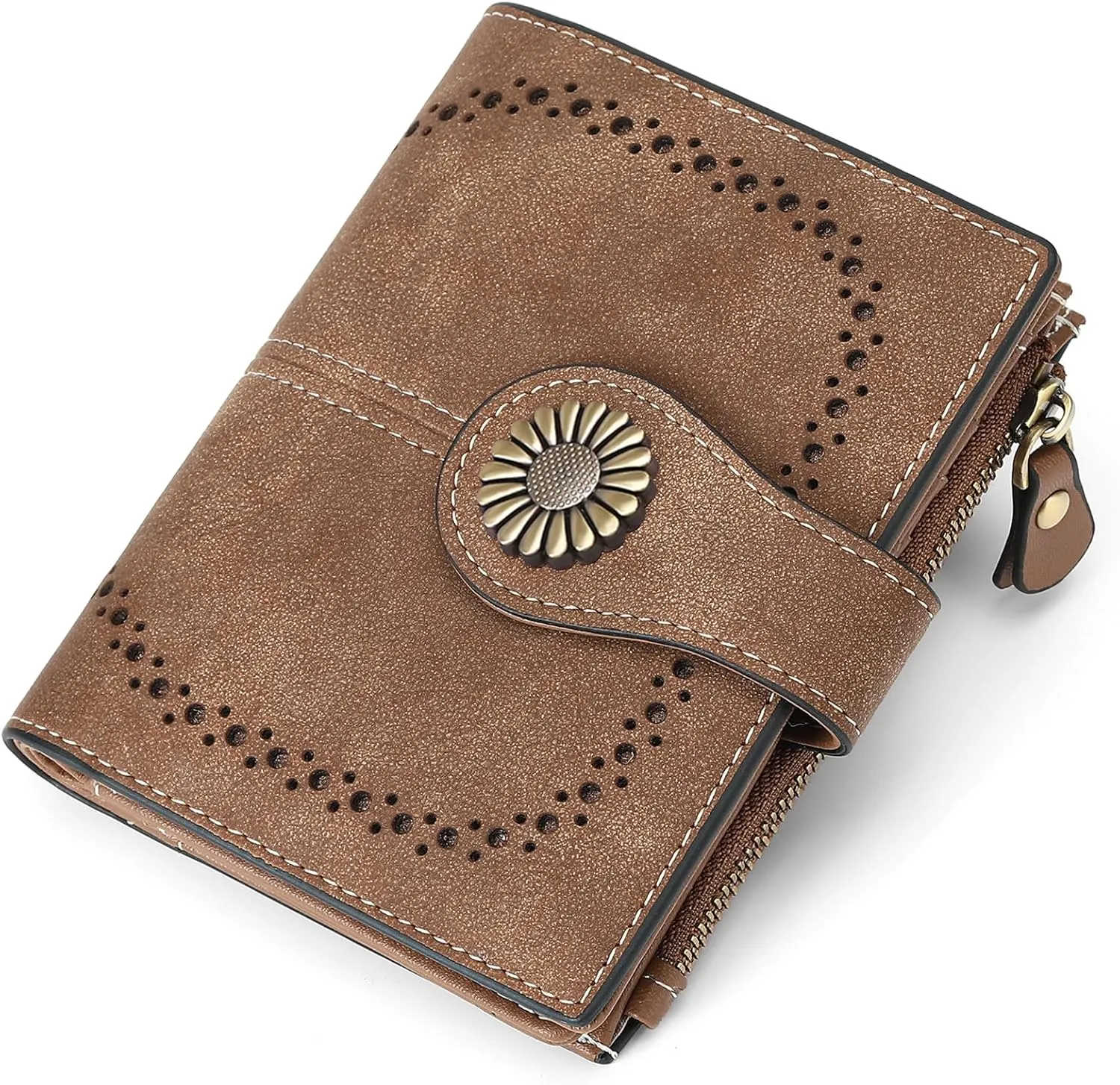 SENDEFN Small Wallets for Woman RFID Blocking Leather Bifold Credit Card Holder Purse with ID Window